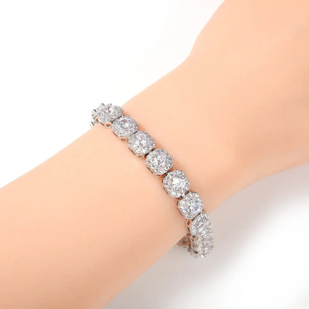 Hip-hop 9mm square rock candy zircon bracelet nowadaysfashion