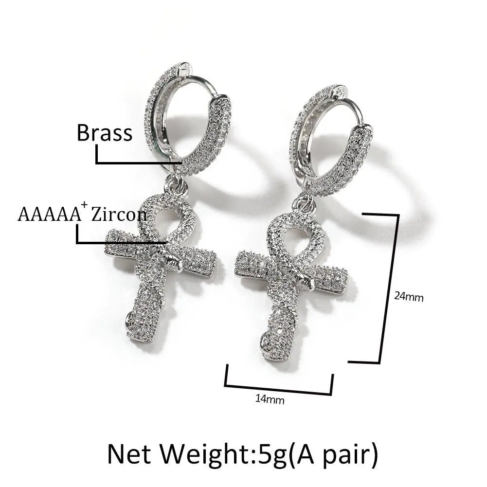 Hip-hop Anhe snake zircon earrings nowadaysfashion