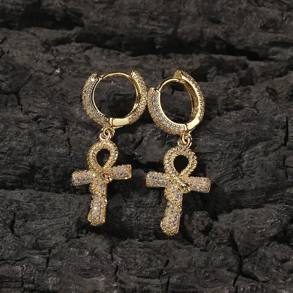 Hip-hop Anhe snake zircon earrings nowadaysfashion
