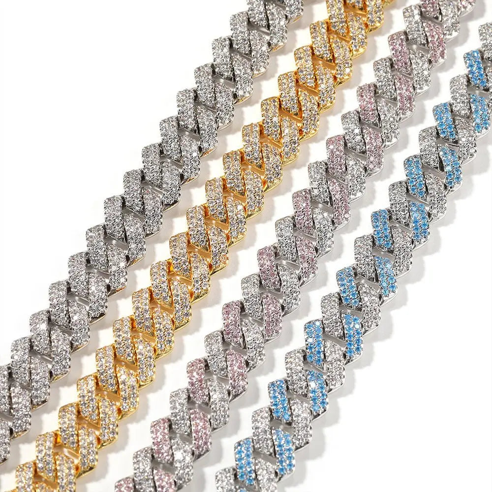 Hip-hop bar-style Cuban zircon-encrusted necklace - Blade & Thread