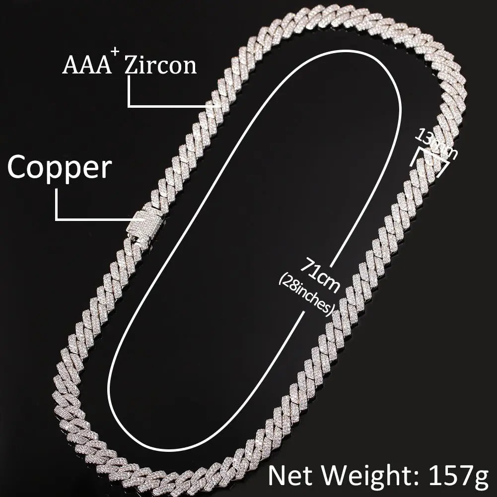 Hip-hop bar-style Cuban zircon-encrusted necklace - Blade & Thread