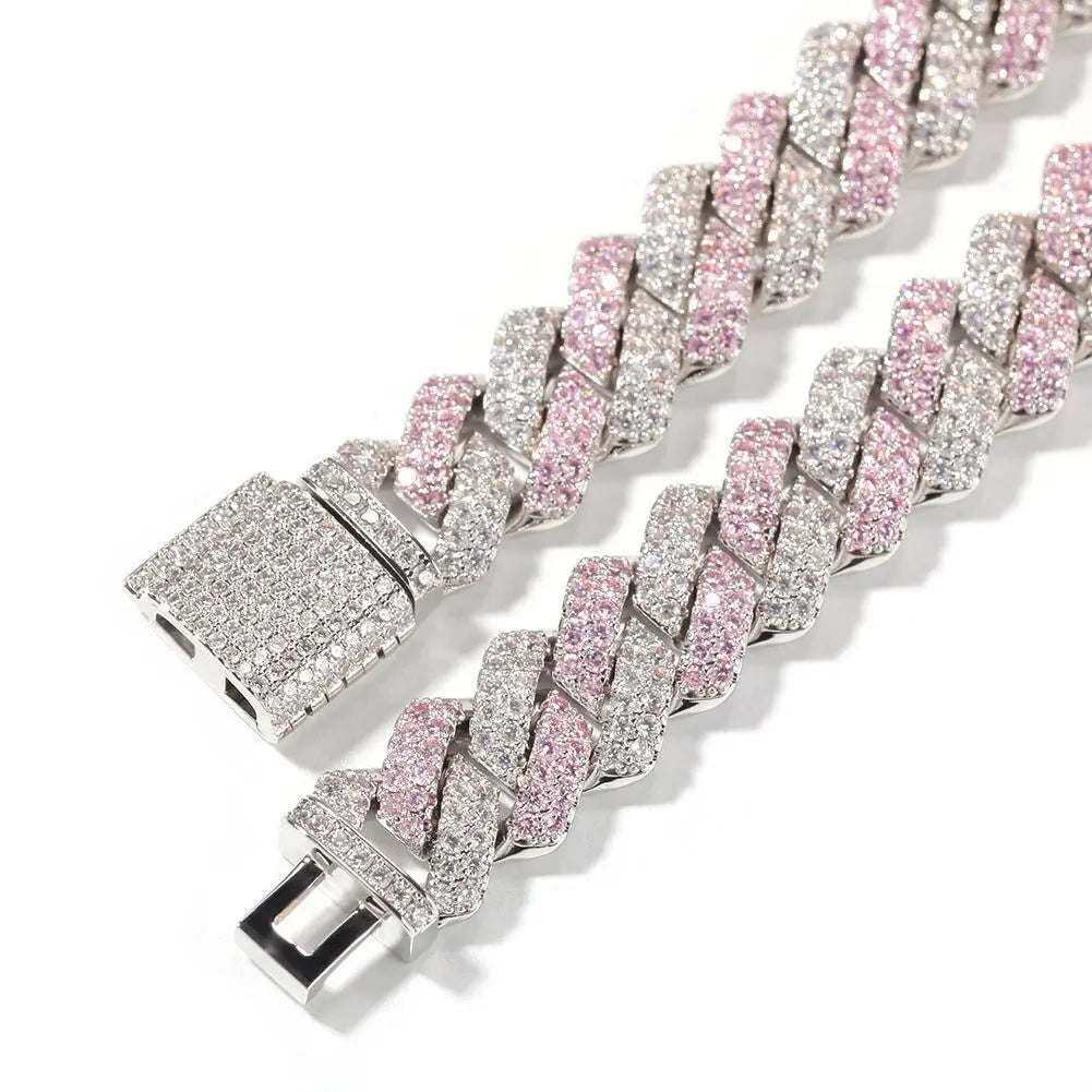 Hip-hop bar-style Cuban zircon-encrusted necklace - Blade & Thread