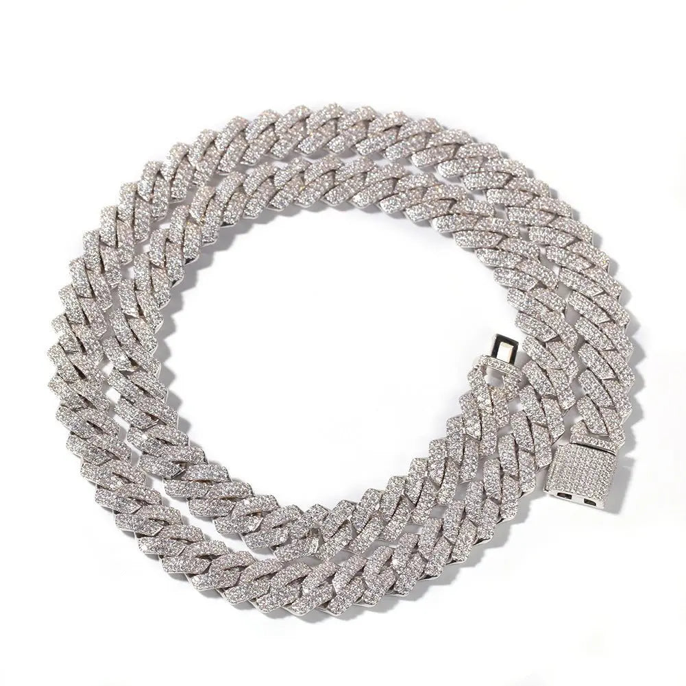 Hip-hop bar-style Cuban zircon-encrusted necklace - Blade & Thread