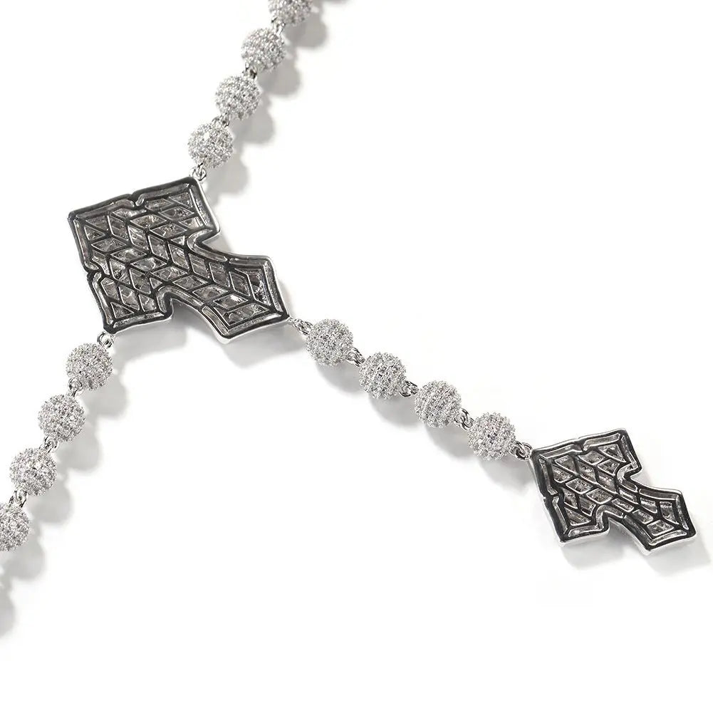 Hip Hop Beaded Zirconia Cross Necklace nowadaysfashion
