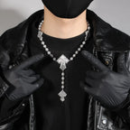 Hip Hop Beaded Zirconia Cross Necklace nowadaysfashion
