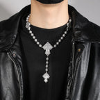Hip Hop Beaded Zirconia Cross Necklace nowadaysfashion