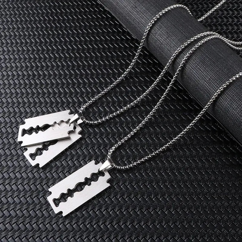 Hip Hop Blade Pendant Necklaces Razor Necklace nowadaysfashion