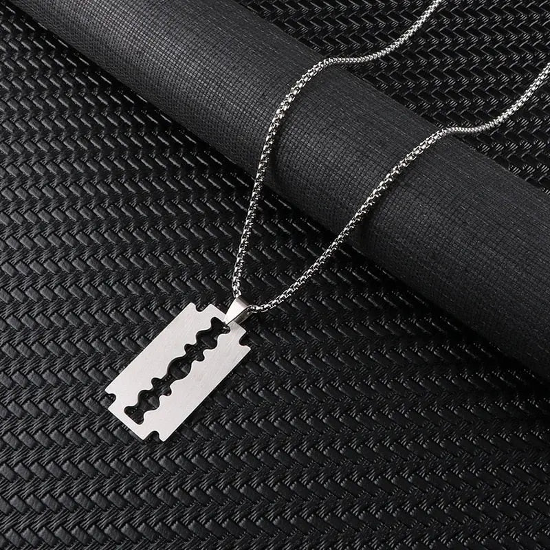 Hip Hop Blade Pendant Necklaces Razor Necklace - Blade & Thread