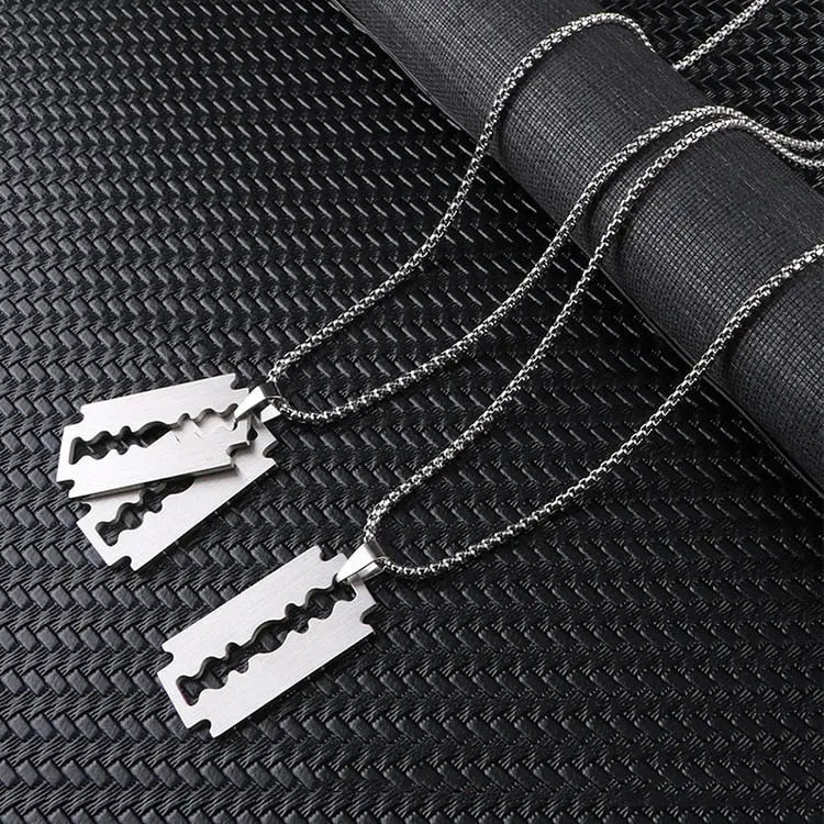 Hip Hop Blade Pendant Necklaces Razor Necklace - Blade & Thread