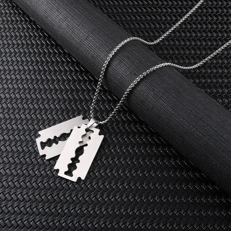 Hip Hop Blade Pendant Necklaces Razor Necklace nowadaysfashion