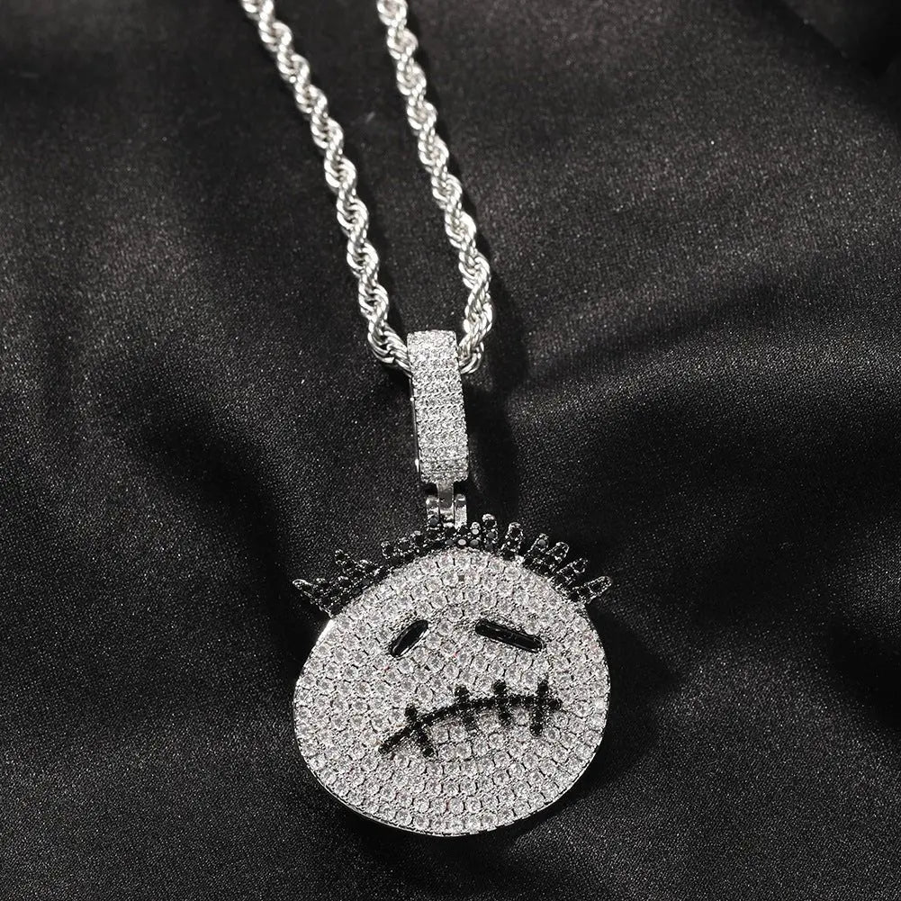 Hip-hop cartoon zircon spiky-head avatar necklace - Blade & Thread