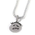 Hip-hop cartoon zircon spiky-head avatar necklace nowadaysfashion