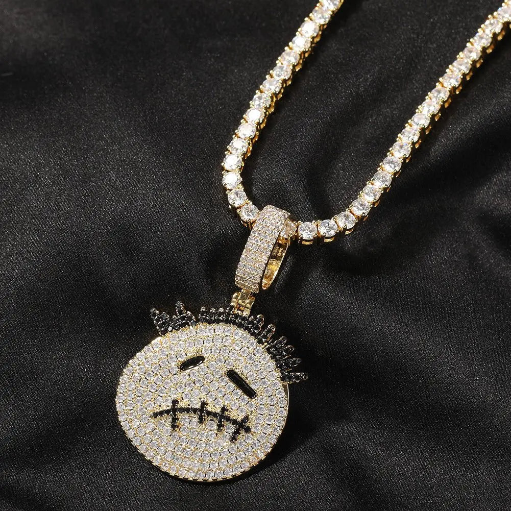 Hip-hop cartoon zircon spiky-head avatar necklace - Blade & Thread