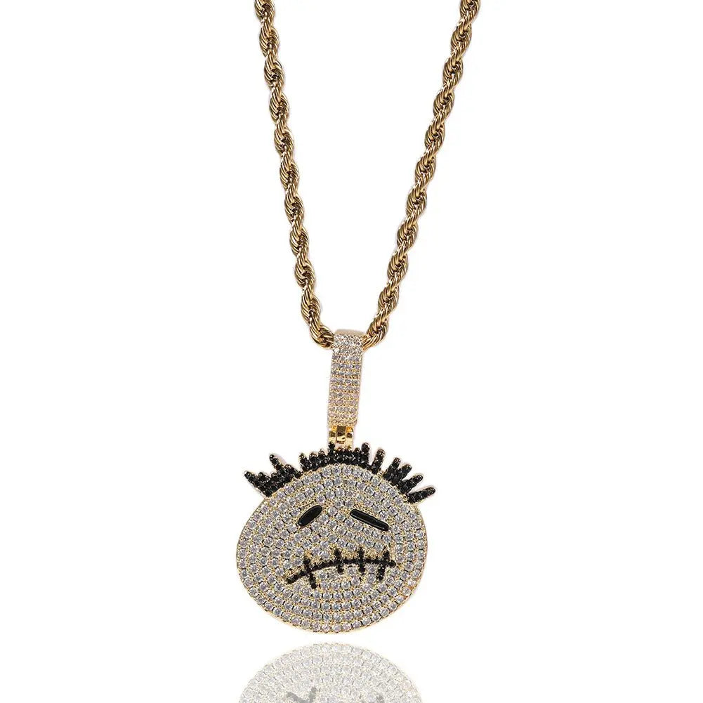 Hip-hop cartoon zircon spiky-head avatar necklace - Blade & Thread