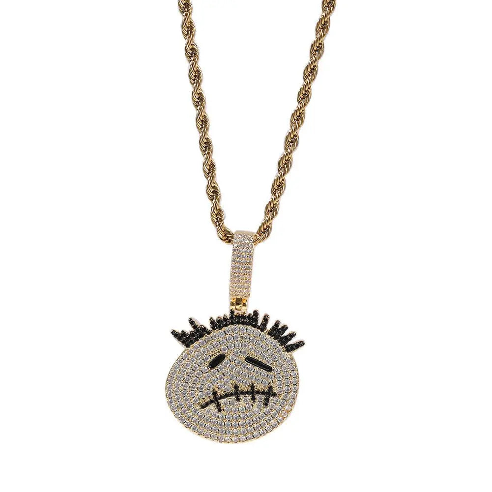 Hip-hop cartoon zircon spiky-head avatar necklace - Blade & Thread