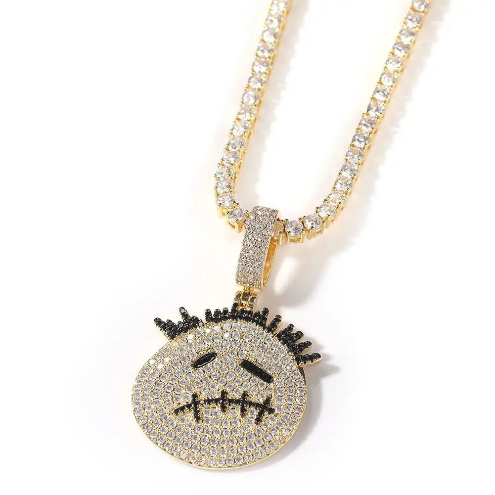Hip-hop cartoon zircon spiky-head avatar necklace - Blade & Thread
