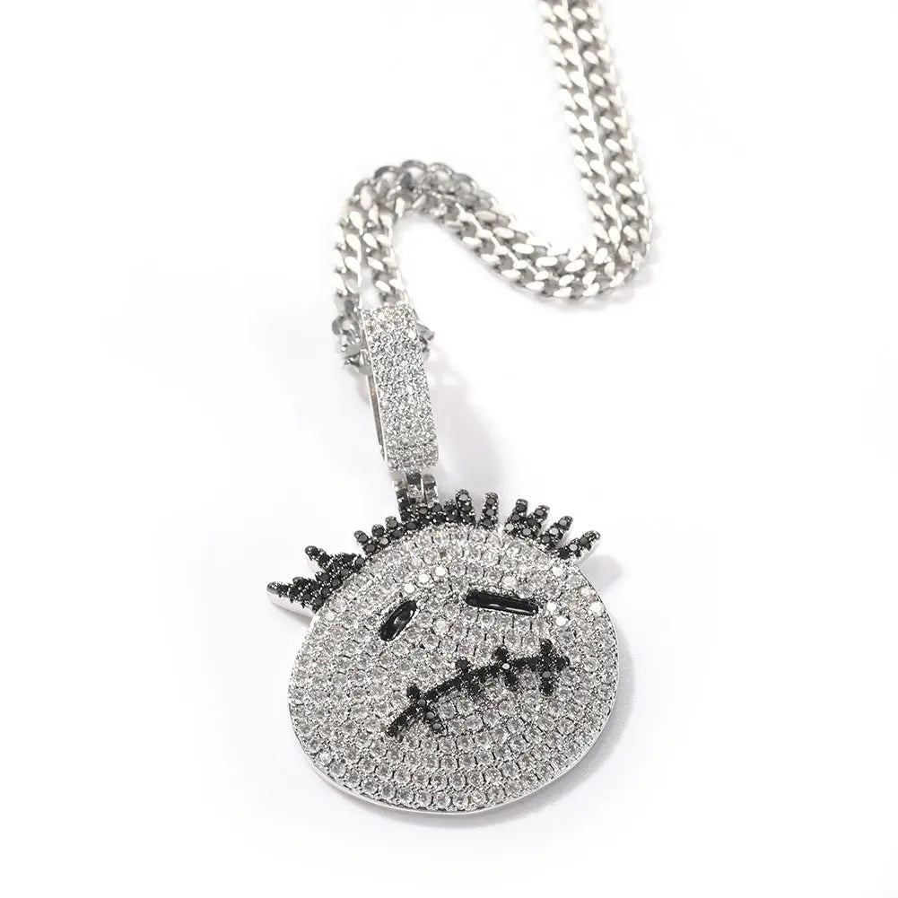 Hip-hop cartoon zircon spiky-head avatar necklace - Blade & Thread