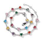 Hip-hop colorful heart-shaped adjustable bracelet and necklace nowadaysfashion