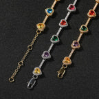 Hip-hop colorful heart-shaped adjustable bracelet and necklace nowadaysfashion
