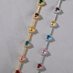 Hip-hop colorful heart-shaped adjustable bracelet and necklace nowadaysfashion