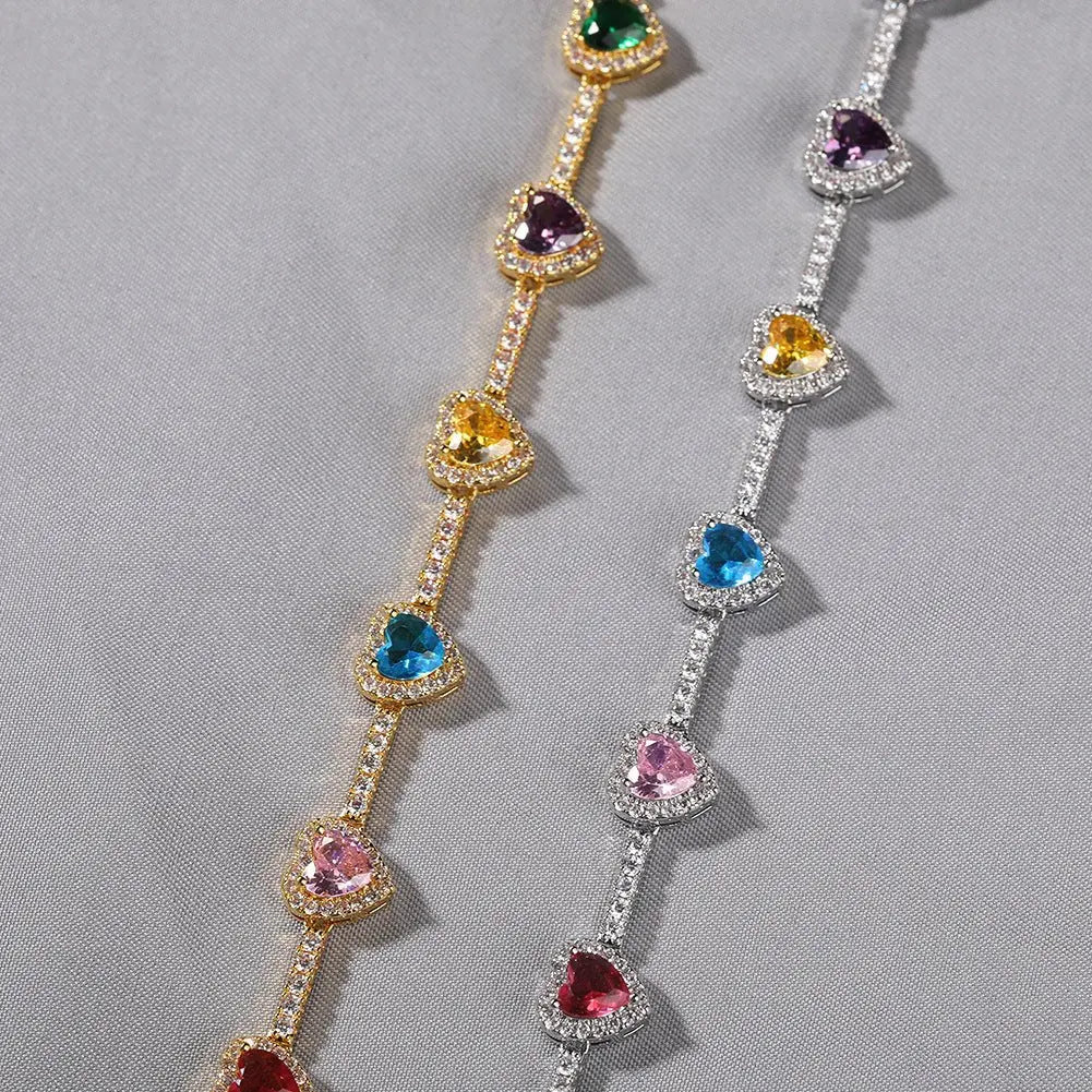 Hip-hop colorful heart-shaped adjustable bracelet and necklace - Blade & Thread