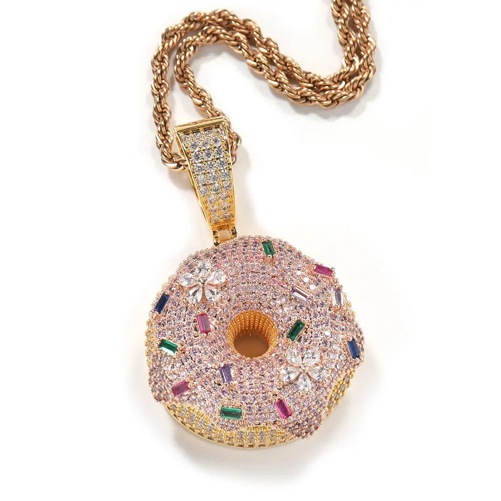 Hip Hop Colorful Zircon Donut Full Diamond Pendant - Blade & Thread