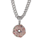 Hip Hop Colorful Zircon Donut Full Diamond Pendant nowadaysfashion