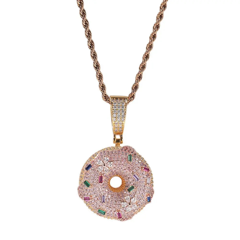 Hip Hop Colorful Zircon Donut Full Diamond Pendant - Blade & Thread