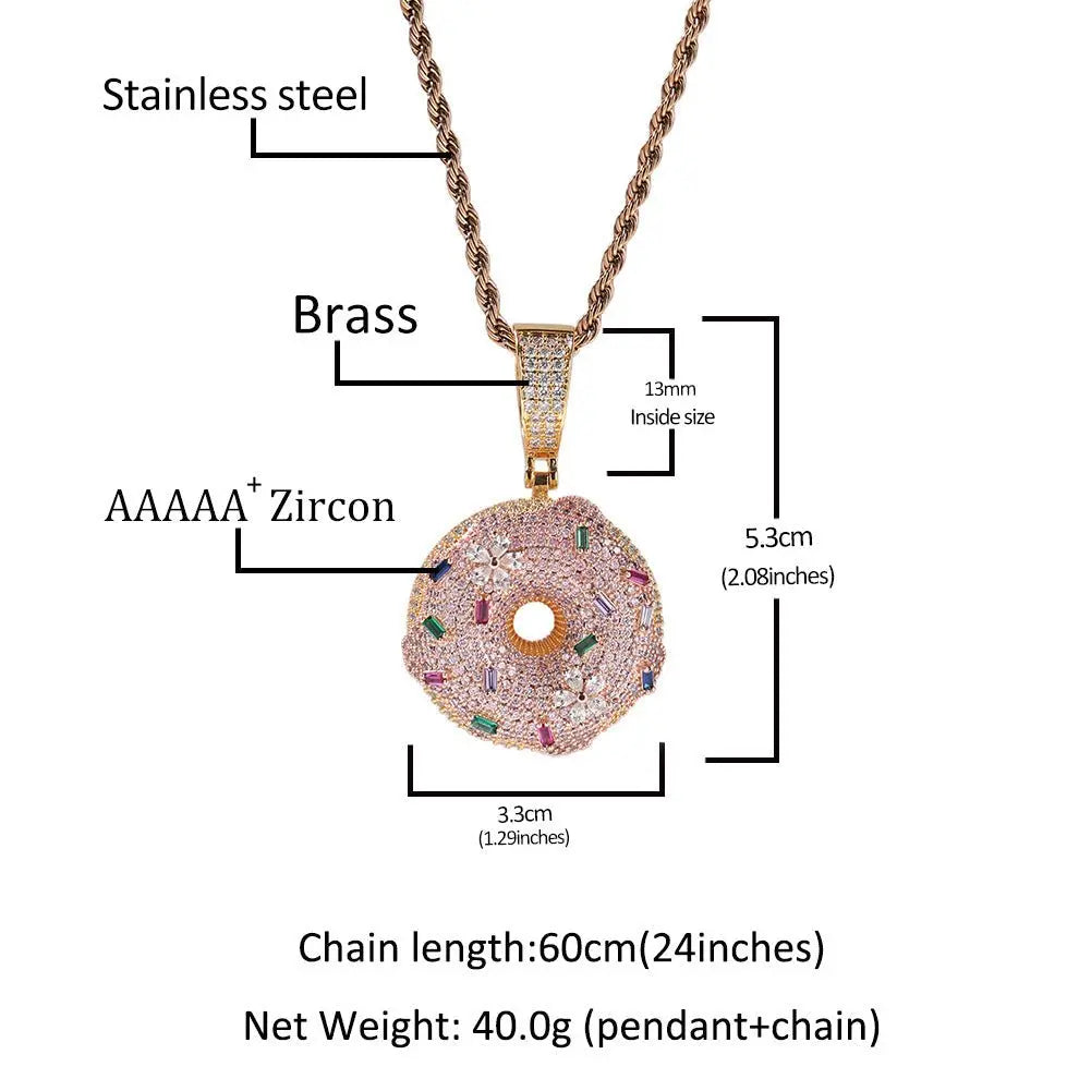 Hip Hop Colorful Zircon Donut Full Diamond Pendant - Blade & Thread