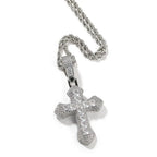 Hip-hop copper-inlaid purple zircon cross necklace nowadaysfashion