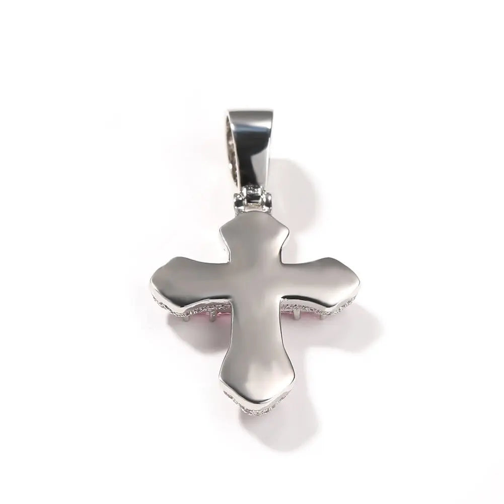 Hip-hop copper-inlaid purple zircon cross necklace - Blade & Thread