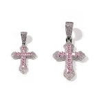 Hip-hop copper-inlaid purple zircon cross necklace nowadaysfashion