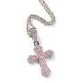 Hip-hop copper-inlaid purple zircon cross necklace nowadaysfashion