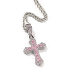 Hip-hop copper-inlaid purple zircon cross necklace nowadaysfashion