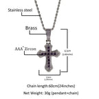 Hip-hop copper-inlaid purple zircon cross necklace nowadaysfashion