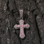 Hip-hop copper-inlaid purple zircon cross necklace nowadaysfashion