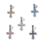 Hip-hop copper-inlaid purple zircon cross necklace nowadaysfashion