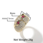 Hip-hop creative owl zircon-encrusted ring nowadaysfashion
