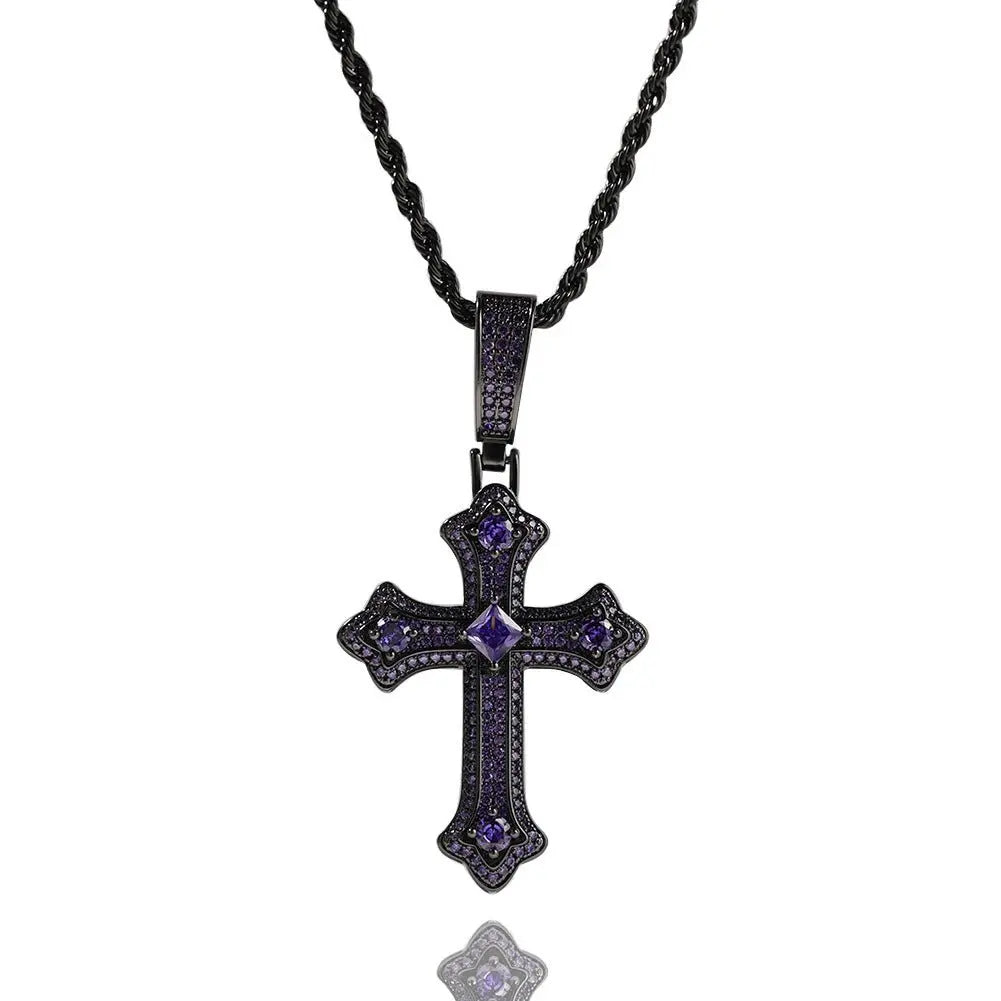 Hip-hop cross-shaped diamond Cubic Zirconia necklace - Blade & Thread