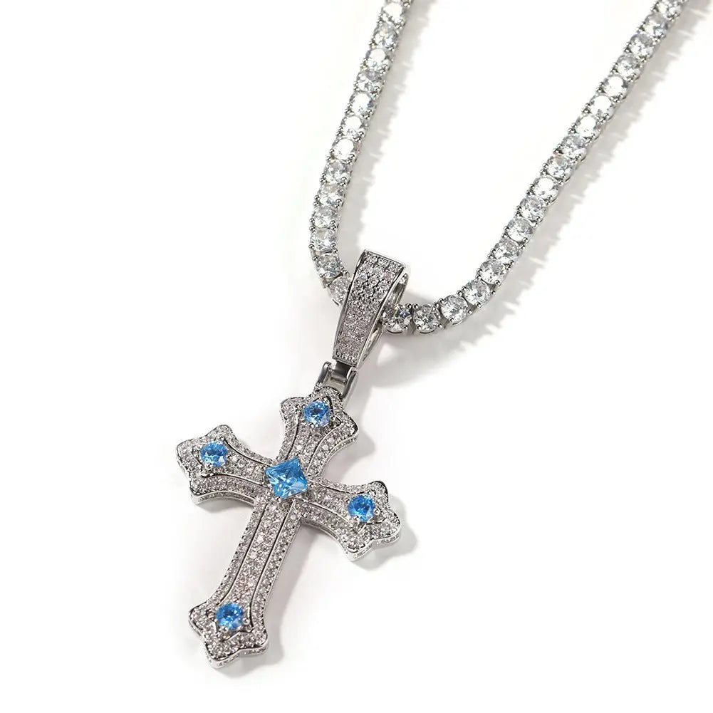 Hip-hop cross-shaped diamond Cubic Zirconia necklace nowadaysfashion