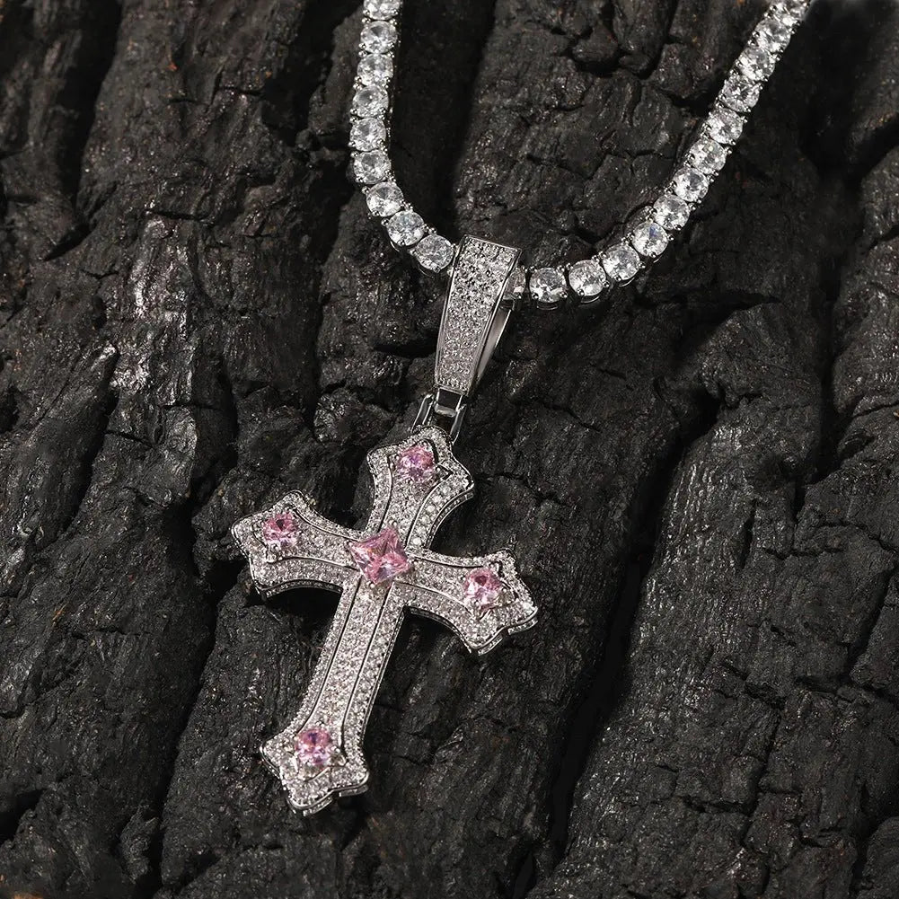 Hip-hop cross-shaped diamond Cubic Zirconia necklace - Blade & Thread