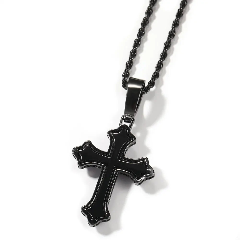 Hip-hop cross-shaped diamond Cubic Zirconia necklace nowadaysfashion