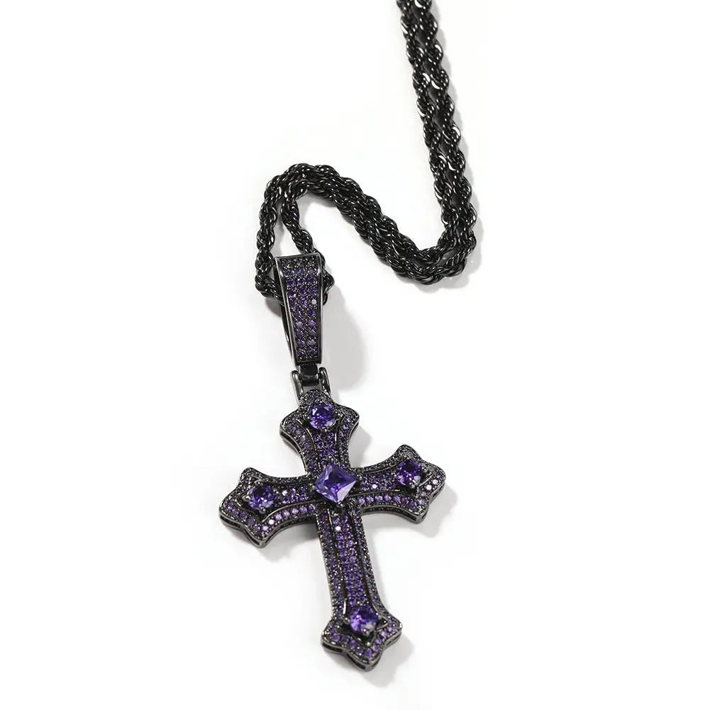 Hip-hop cross-shaped diamond Cubic Zirconia necklace - Blade & Thread