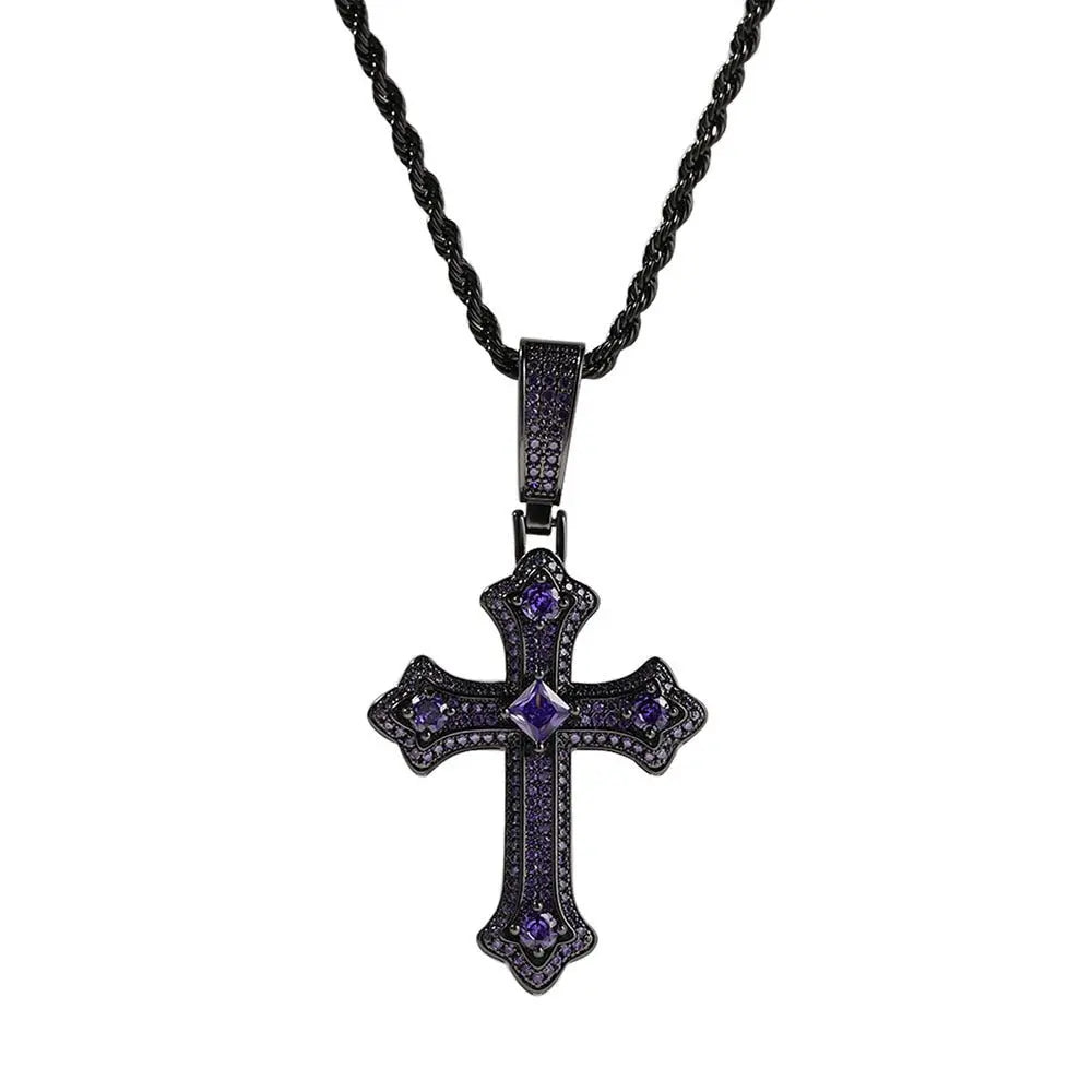 Hip-hop cross-shaped diamond Cubic Zirconia necklace - Blade & Thread