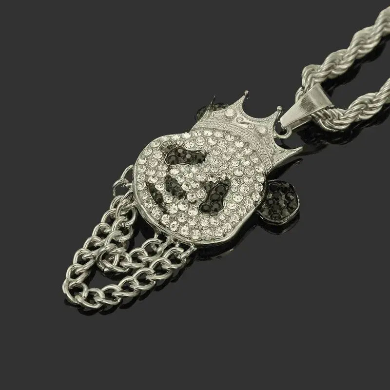 Hip Hop Crown Panda Pendant Necklace Iced Out Cuban Link Chain Mens Women nowadaysfashion