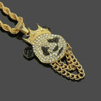 Hip Hop Crown Panda Pendant Necklace Iced Out Cuban Link Chain Mens Women nowadaysfashion