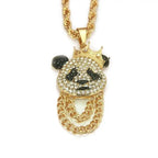 Hip Hop Crown Panda Pendant Necklace Iced Out Cuban Link Chain Mens Women nowadaysfashion