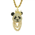 Hip Hop Crown Panda Pendant Necklace Iced Out Cuban Link Chain Mens Women nowadaysfashion