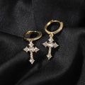 Hip-hop cubic zirconia cross earrings nowadaysfashion