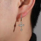 Hip-hop cubic zirconia cross earrings nowadaysfashion